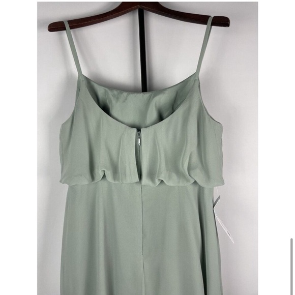 Azazie Lupe Agave Green A-Line Scoop Blouson Chiffon Maxi Bridesmaid Dress A16 - Picture 7 of 12